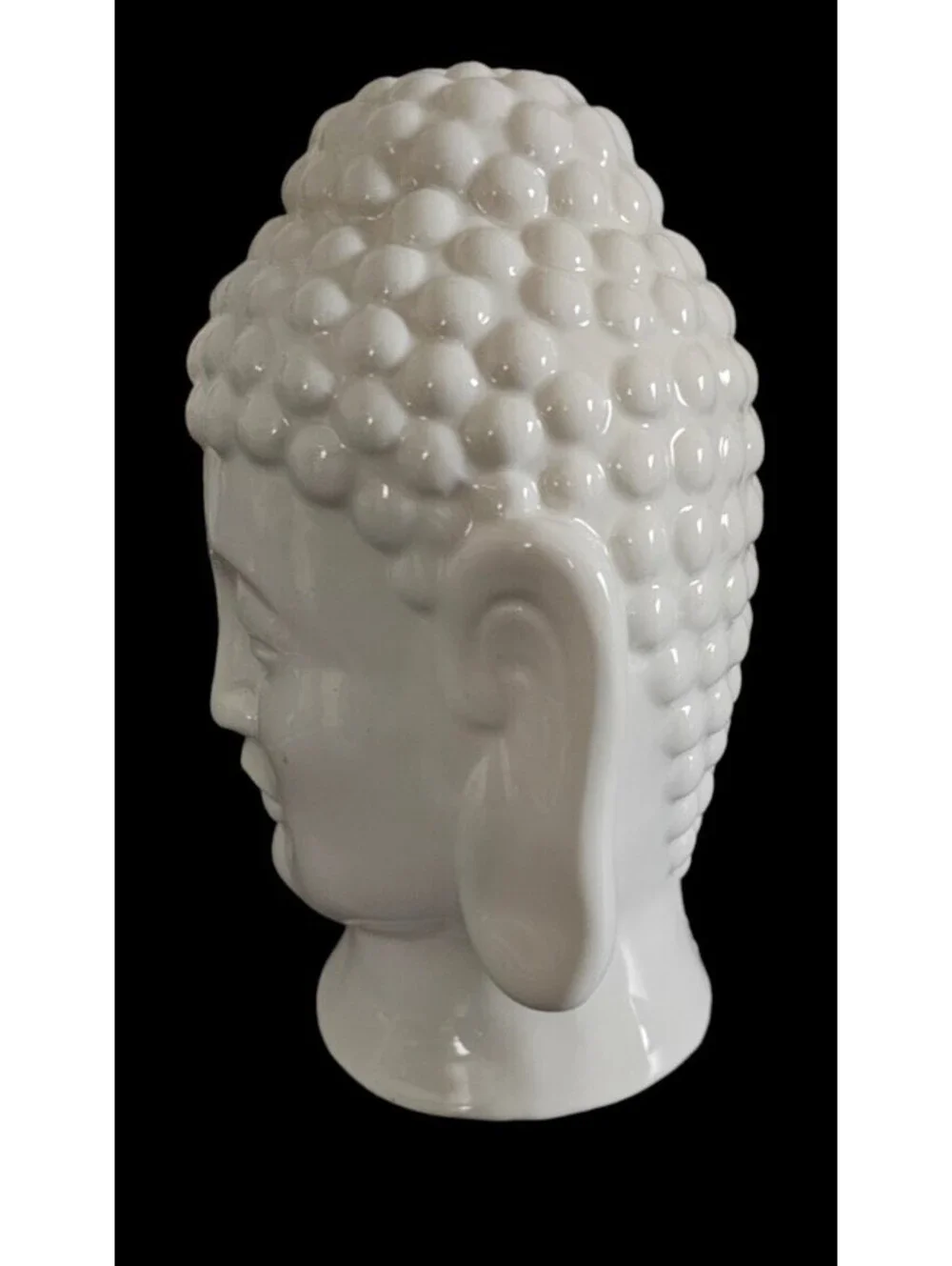 Buddha Head Night Light 7.25” Solid White Ceramic Electric Nightstand Table Lamp